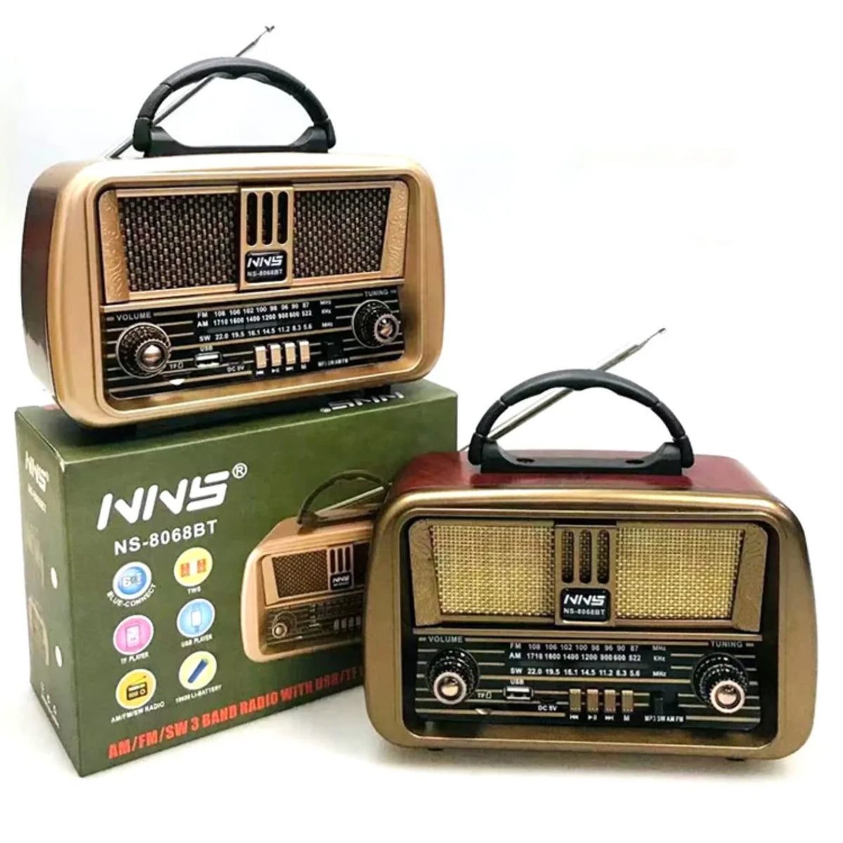 Retro radio prijemnik sa bluetoothom, USB i TF plejerom na kutiji