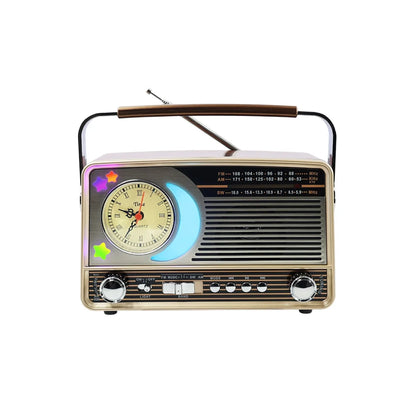 Retro radio sa satom i dekorativnim LED osvetljenjem