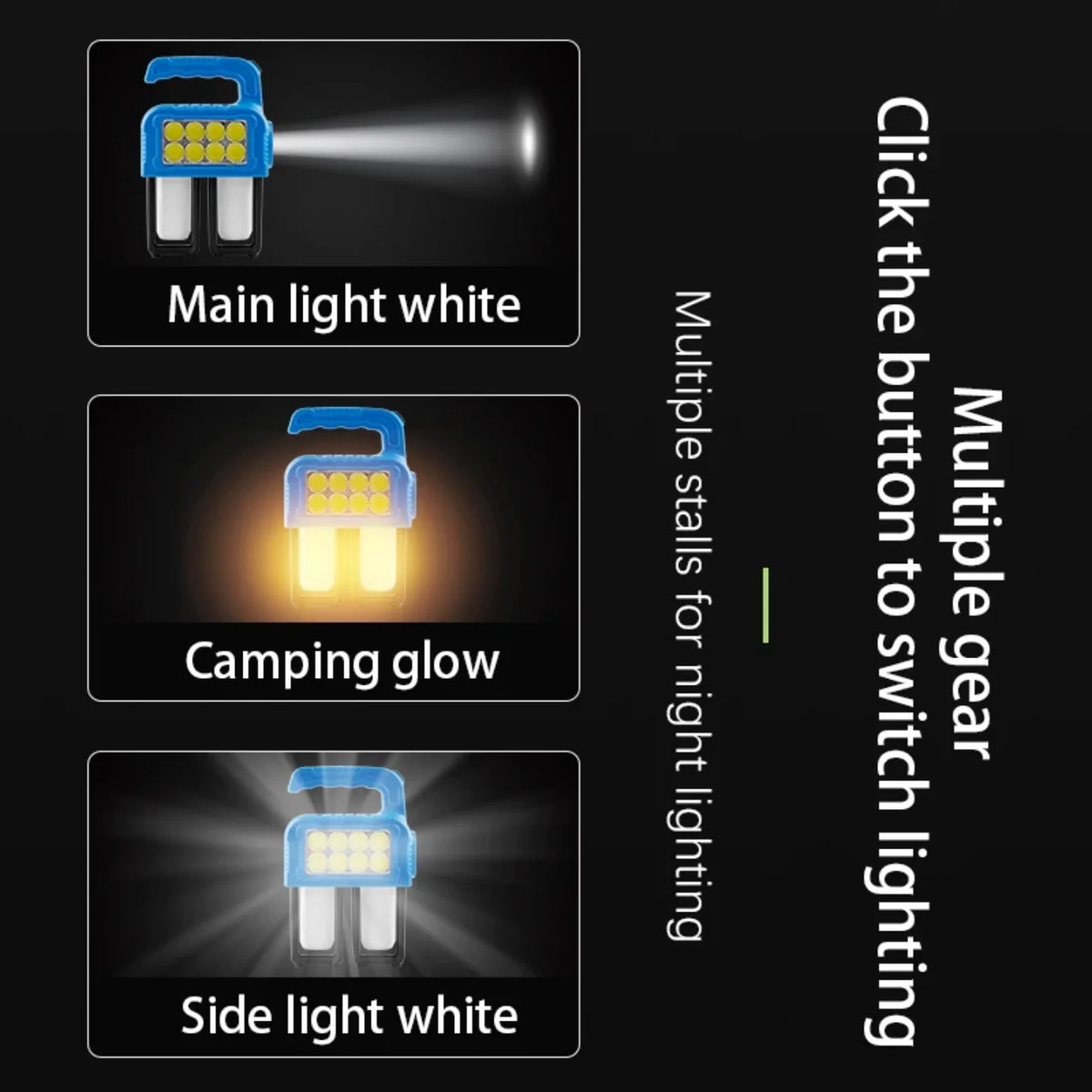Prikaz rezima osvetljenja solarne kamperske lampe