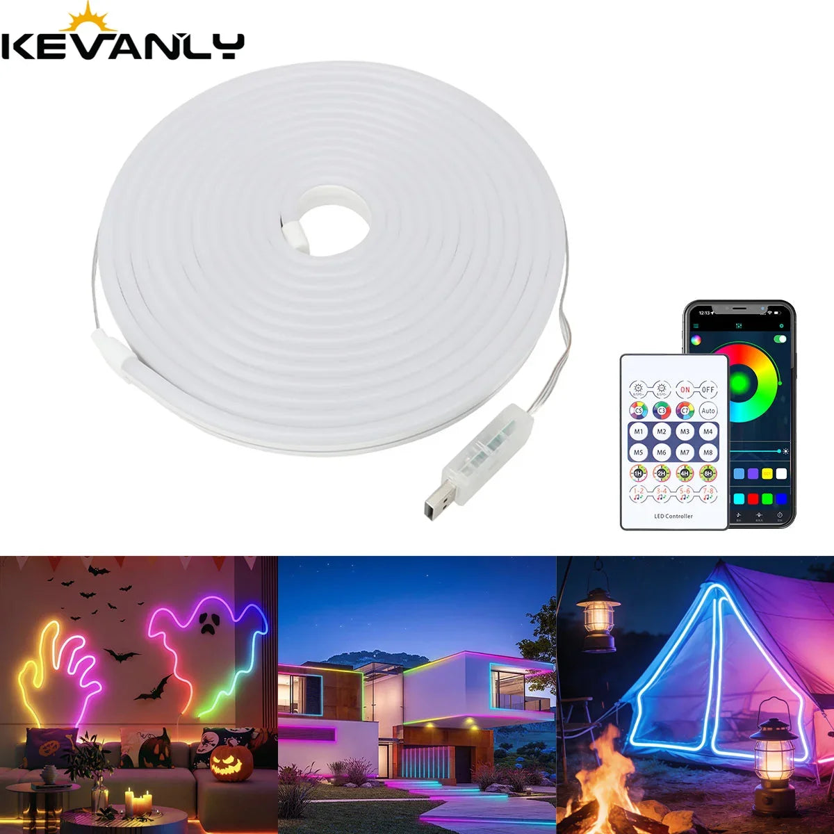 rgb led neon traka 5m usb sa daljinskim i primerima dekoracije