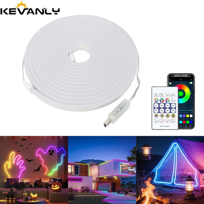 rgb led neon traka 5m usb sa daljinskim i primerima dekoracije