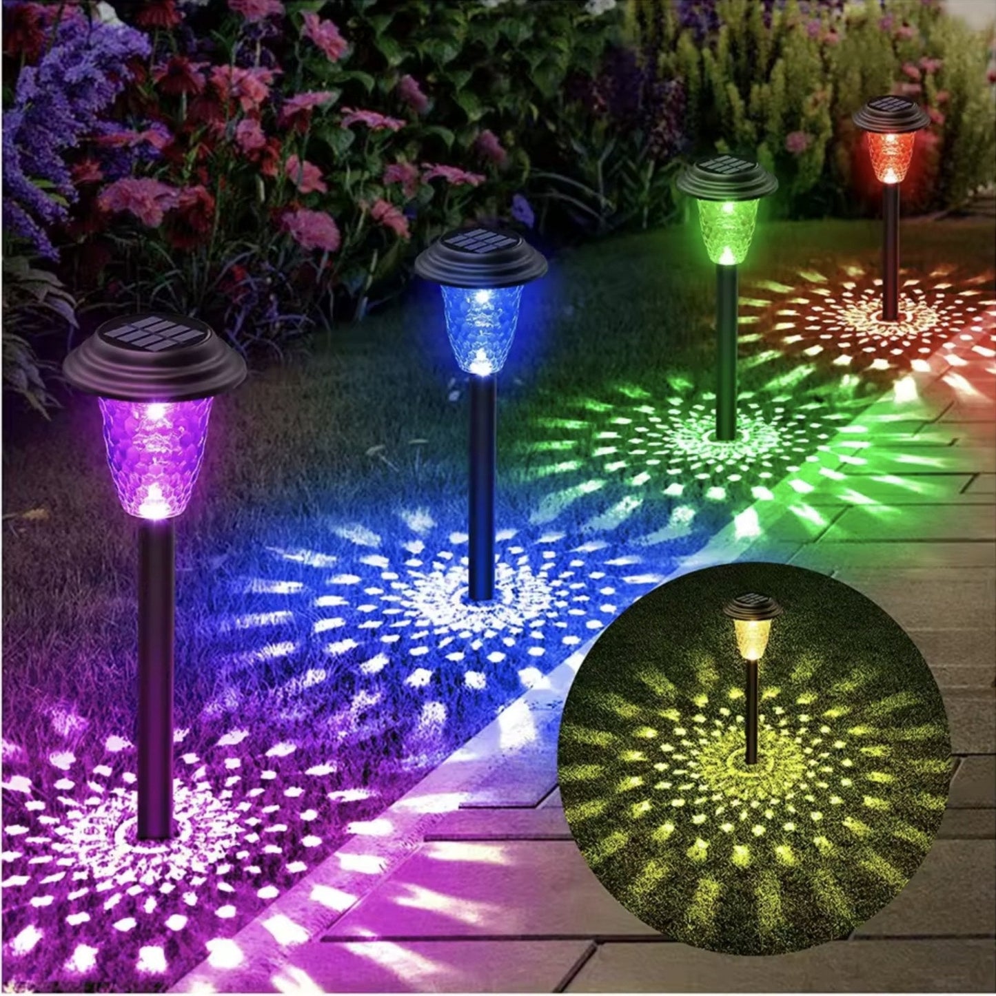 Solarne Bastenske Lampe - 8 Komada-RGB Azijashop
