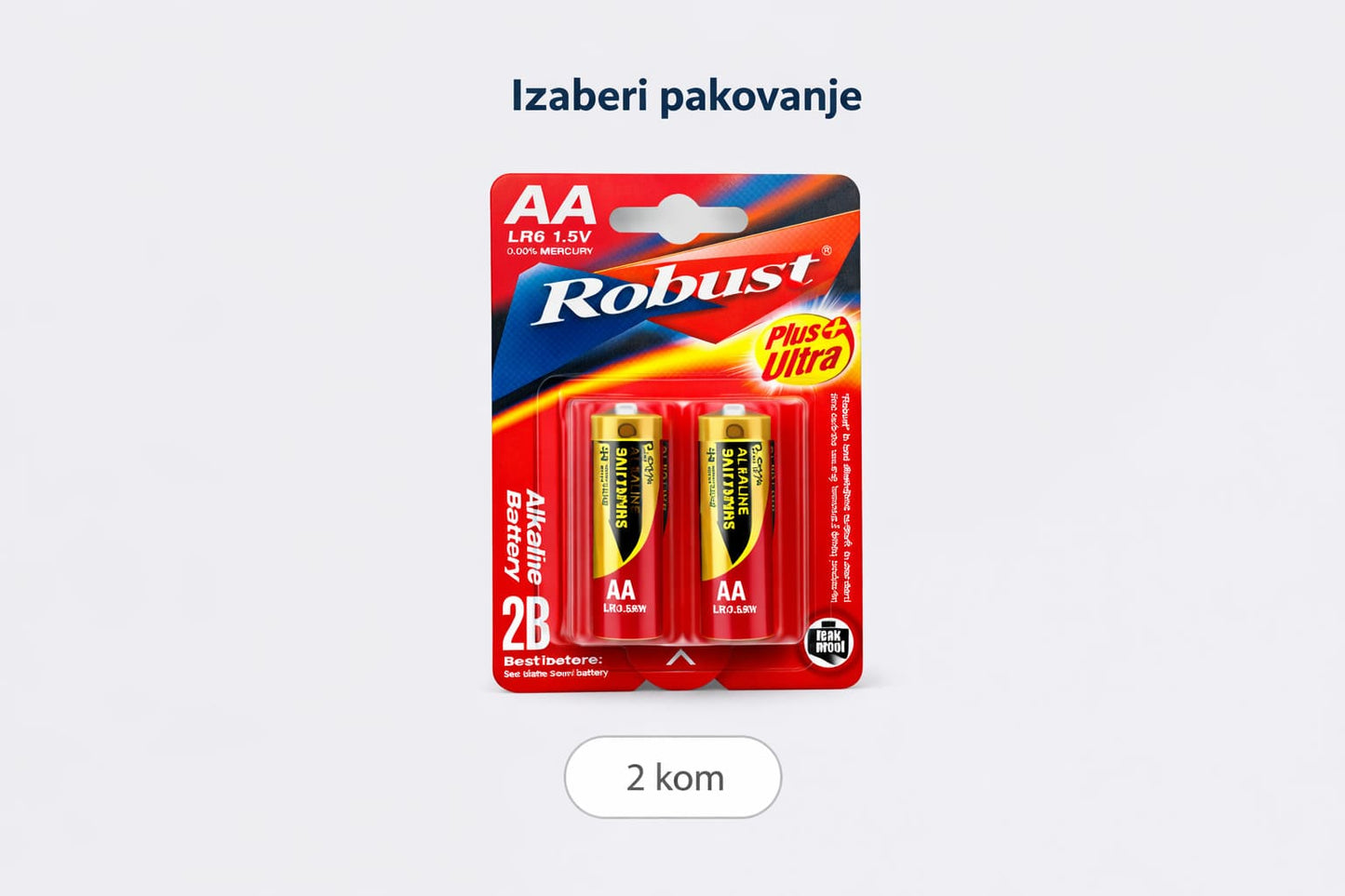 Robust alkalne AA baterije 2 kom pakovanje 1.5V

