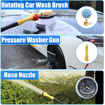 Prikaz mlaza vode, rotirajuce cetke i prikljucka za pritisak, detekcija pranja i mlaza vode iz creva.