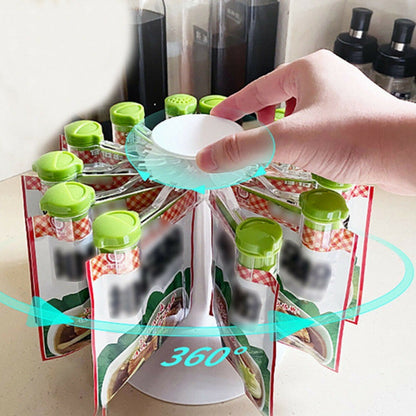 Rotirajuci stalak za zacine marke Tescoma, praktican za organizaciju kesica sa zacinima u kuhinji.