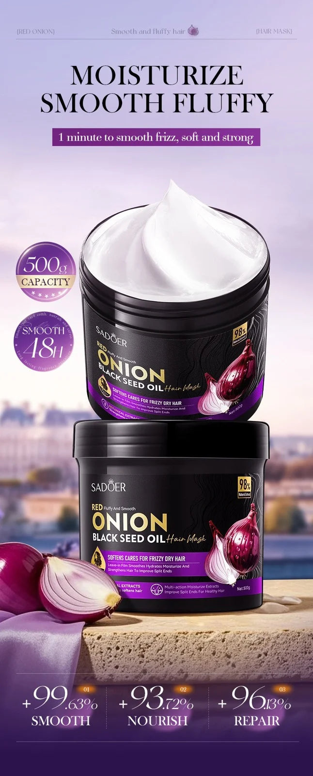 Sadoer onion maska za kosu za glatku kosu