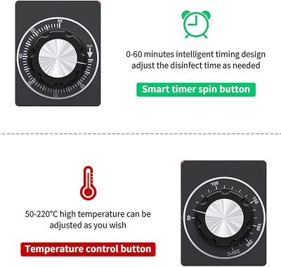 Detaljan prikaz kontrola i podesavanja temperature na Sanitizing Box-u. Termalni sterilizator za higijensku sterilizaciju alata.