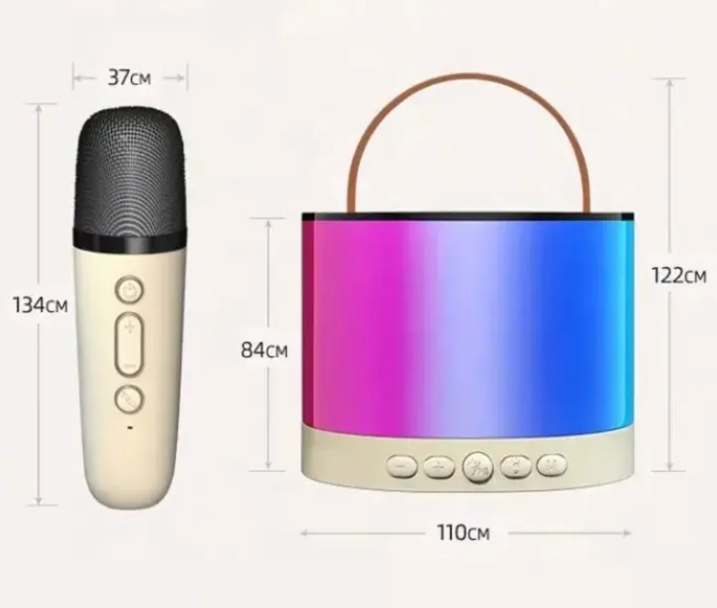 Sema dimenzija karaoke bluetooth zvucnika K52 i prateceg mikrofona