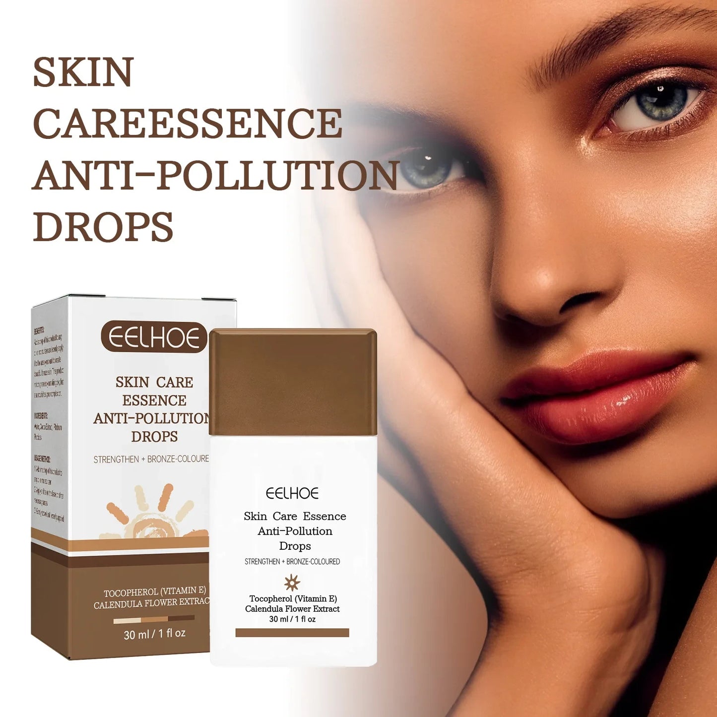 Serum za lice sa vitaminom E pored lica negovane zene