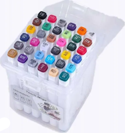 Veliki set flomastera markera u kutiji sa puno razlicitih boja za umetnost i dizajn