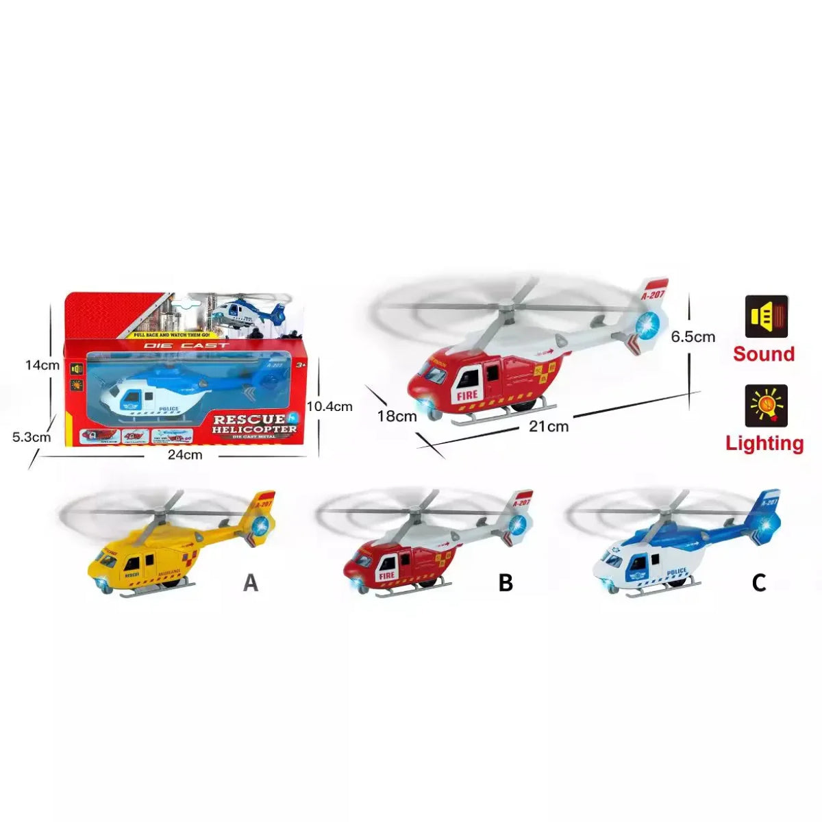 Set helikoptera igracaka sa zvukom i svetlom u kutiji