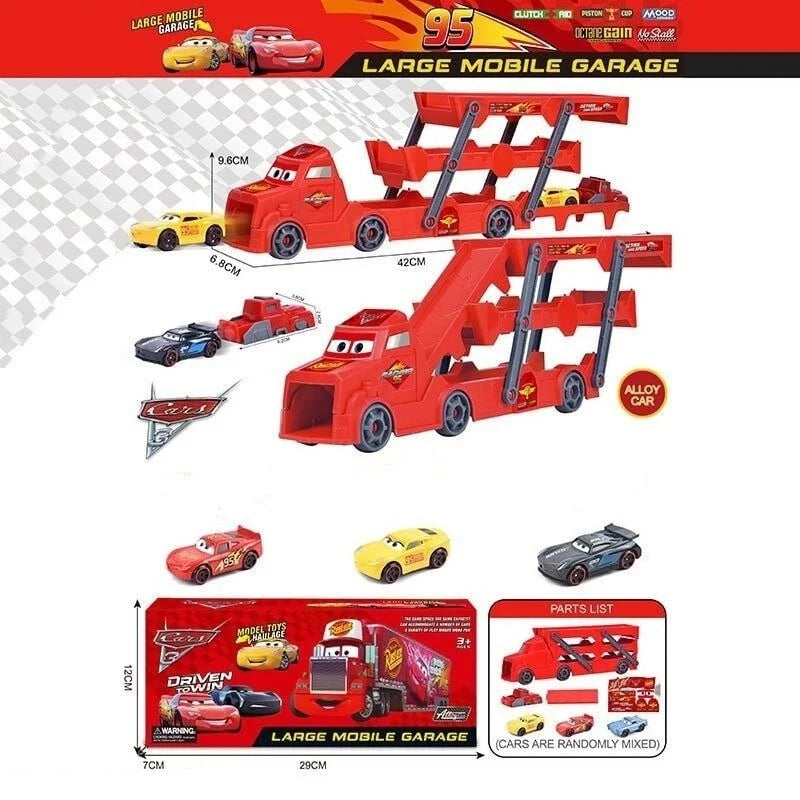 Set kamiona transportera i autica sa prikazanim dimenzijama