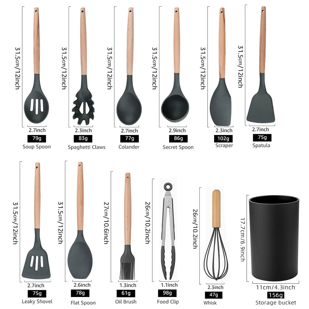 Set silikonskih kuhinjskih pribora za kuvanje