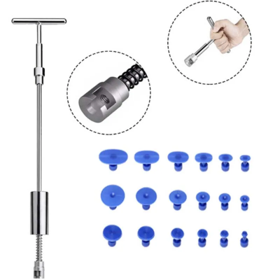 Kompletan set PDR alata za popravku auto limarije T-bar izvlakač i set razlicitih velicina pecuraka