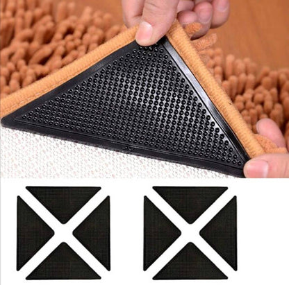 Set od cetiri protivklizne podloge za tepihe. Fiksiranje uglova i ivica tepiha na svim vrstama podova.