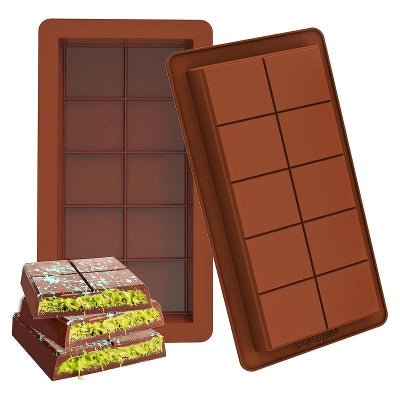 Silikonski kalup za cokoladnu tablu sa 10 kockica braon boja modla za slatke poslastice domaca cokolada