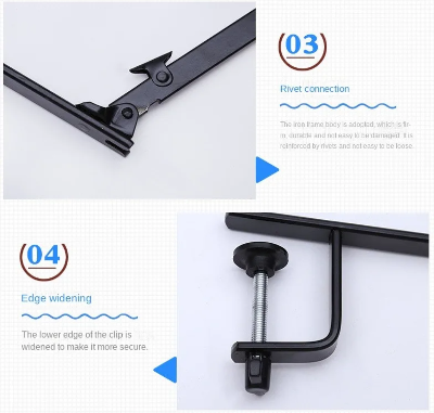 krupni kadar metalnog srafa za pricvrscivanje nosaca na plocu stola koji osigurava stabilnost mrezice tokom meca