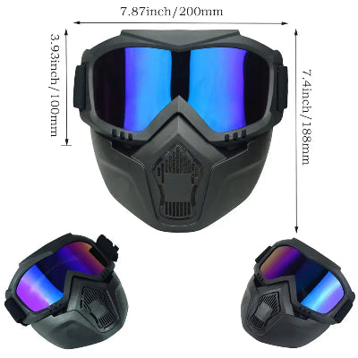 Ski naocare sa maskom, dimenzije 18 x 18 cm. Maska se moze koristiti za motor, bicikl i skijanje, pruza potpunu zastitu za lice.