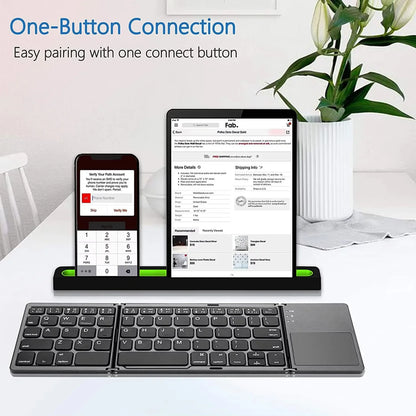 Sklopiva bezicna tastatura sa touchpadom ispred telefona i tableta