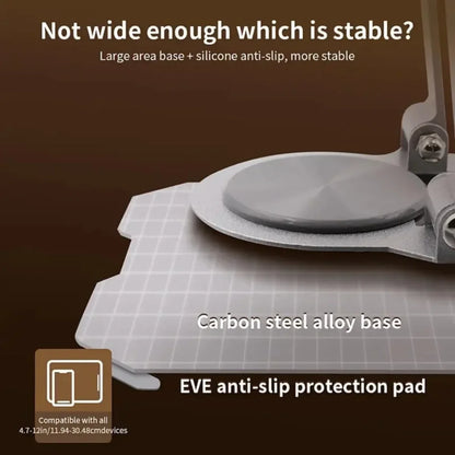 Detalj metalne baze stalka za tablet sa neklizajucom podlogom