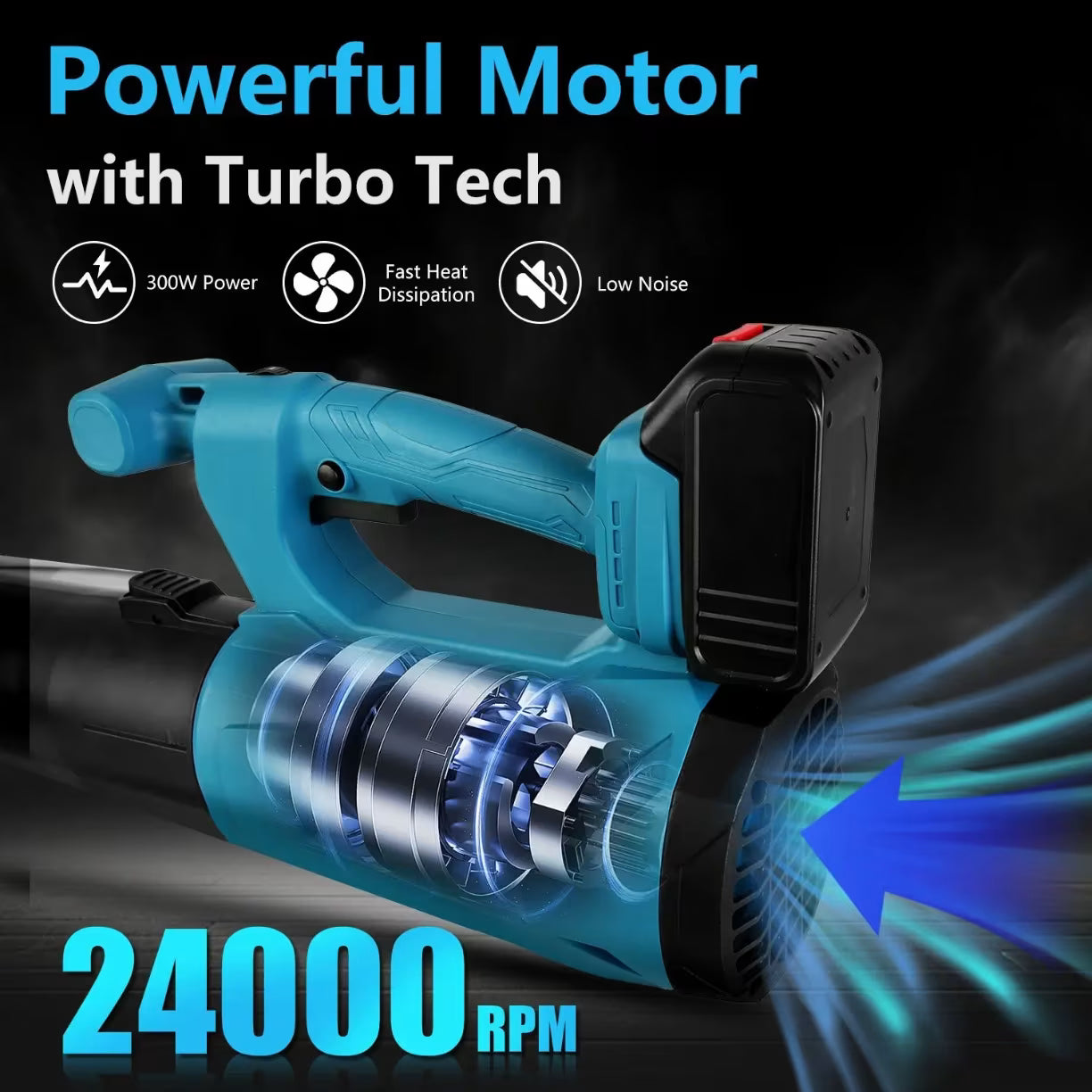 Unutrasnji prikaz turbo motora jacine 300w koji postize brzinu od 24000 obrtaja u minuti uz niski nivo buke