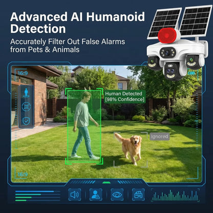 AI detekcija ljudi solarne sigurnosne kamere koja razlikuje osobu od psa u dvoristu