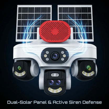 Solarna sigurnosna kamera sa dva solarna panela i aktivnom zvucnom sirenom