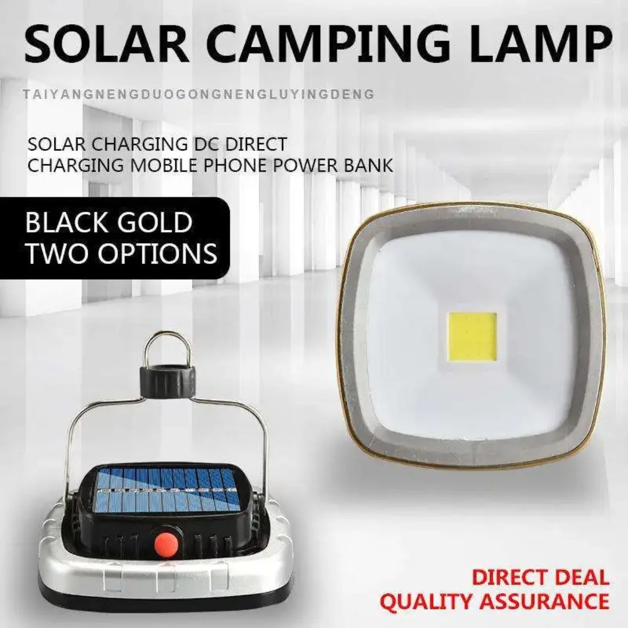 Solarna camping lampa sa COB LED osvetljenjem u dve boje kucista