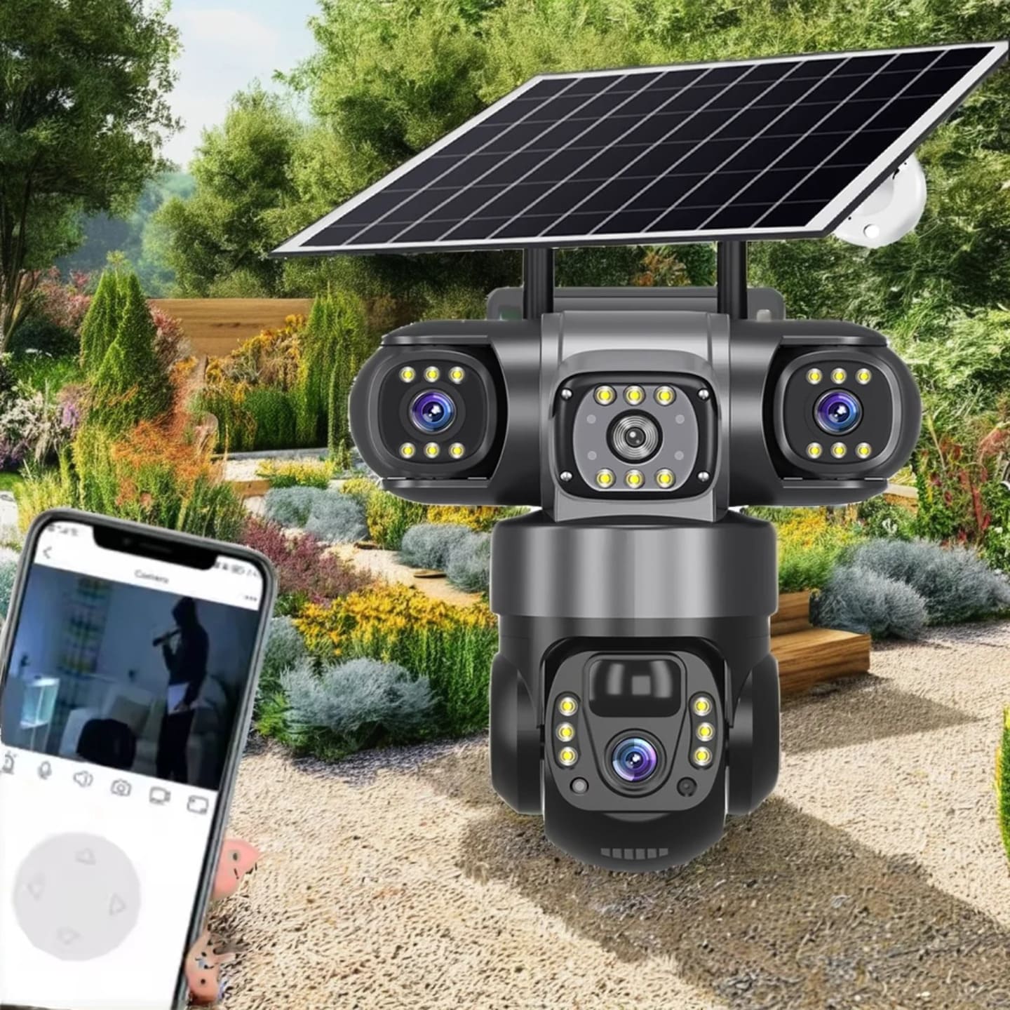 Solarna kamera za dvoriste sa daljinskim video nadzorom putem mobilnog telefona