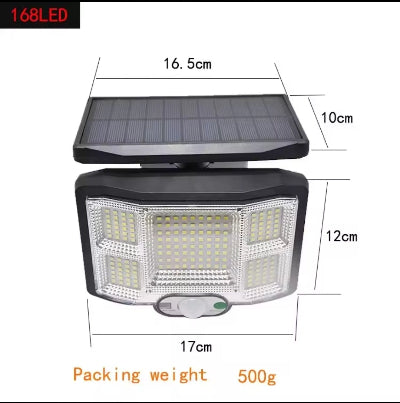 Solarna led lampa 168 led dioda dimenzije 16.5cm tezina 500g