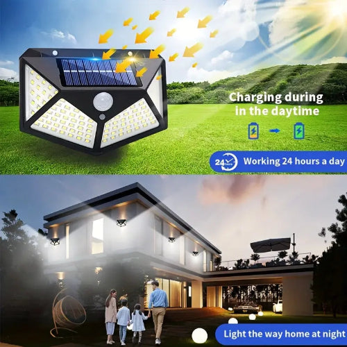 Solarna lampa za dvoriste puni se danju radi nocu LED osvetljenje sa senzorom pokreta spoljna rasveta za kucu stedljiva solarna energija Beograd Srbija.