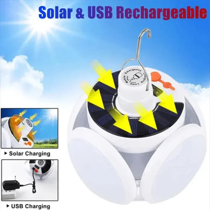 Solarna i USB punjiva LED lampa. Prenosiva lampa za kampovanje sa solarnim i USB punjenjem. Lampa za hitne situacije. 