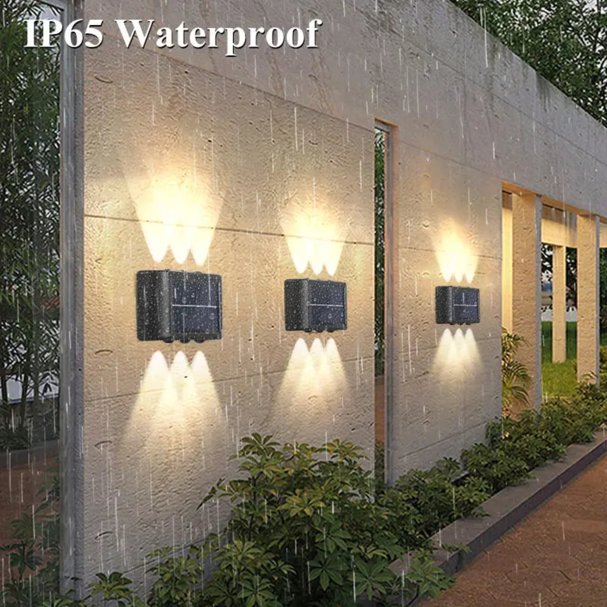 Solarne zidne lampe IP65 na betonskom zidu po kisi