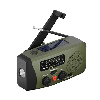Solarni krizni radio sa podignutom ruckom dinamike i LED lampom
