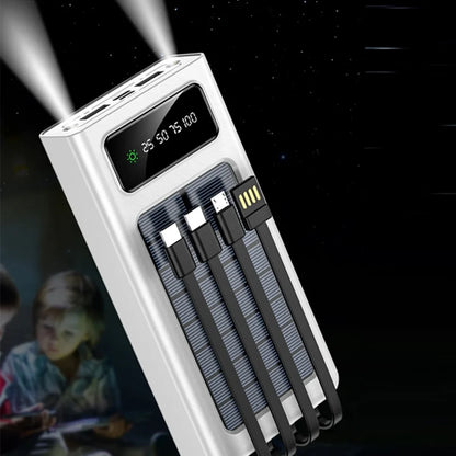 Solarni power bank sa LED lampom i vise ugradjenih kablova