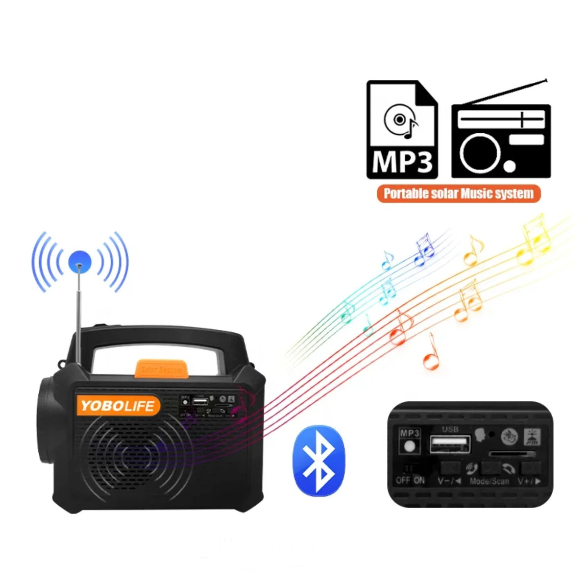 Solarni radio sa bluetooth zvucnikom i MP3 reprodukcijom