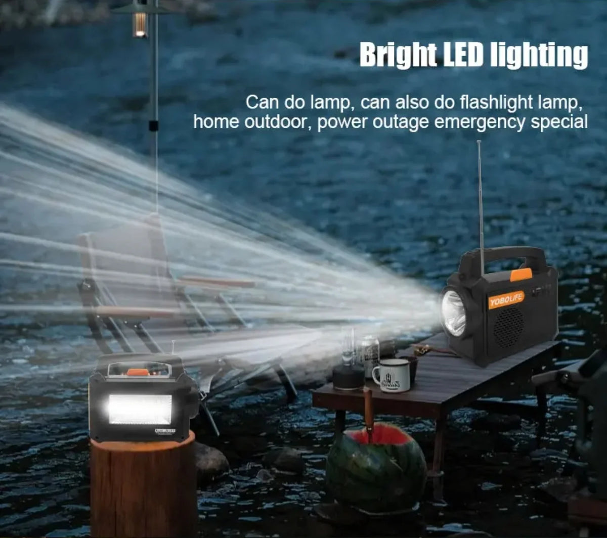Solarni radio sa jakom LED rasvetom za dvoriste i kamp
