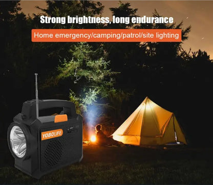 Solarni radio sa jakim LED svetlom za kampovanje nocu