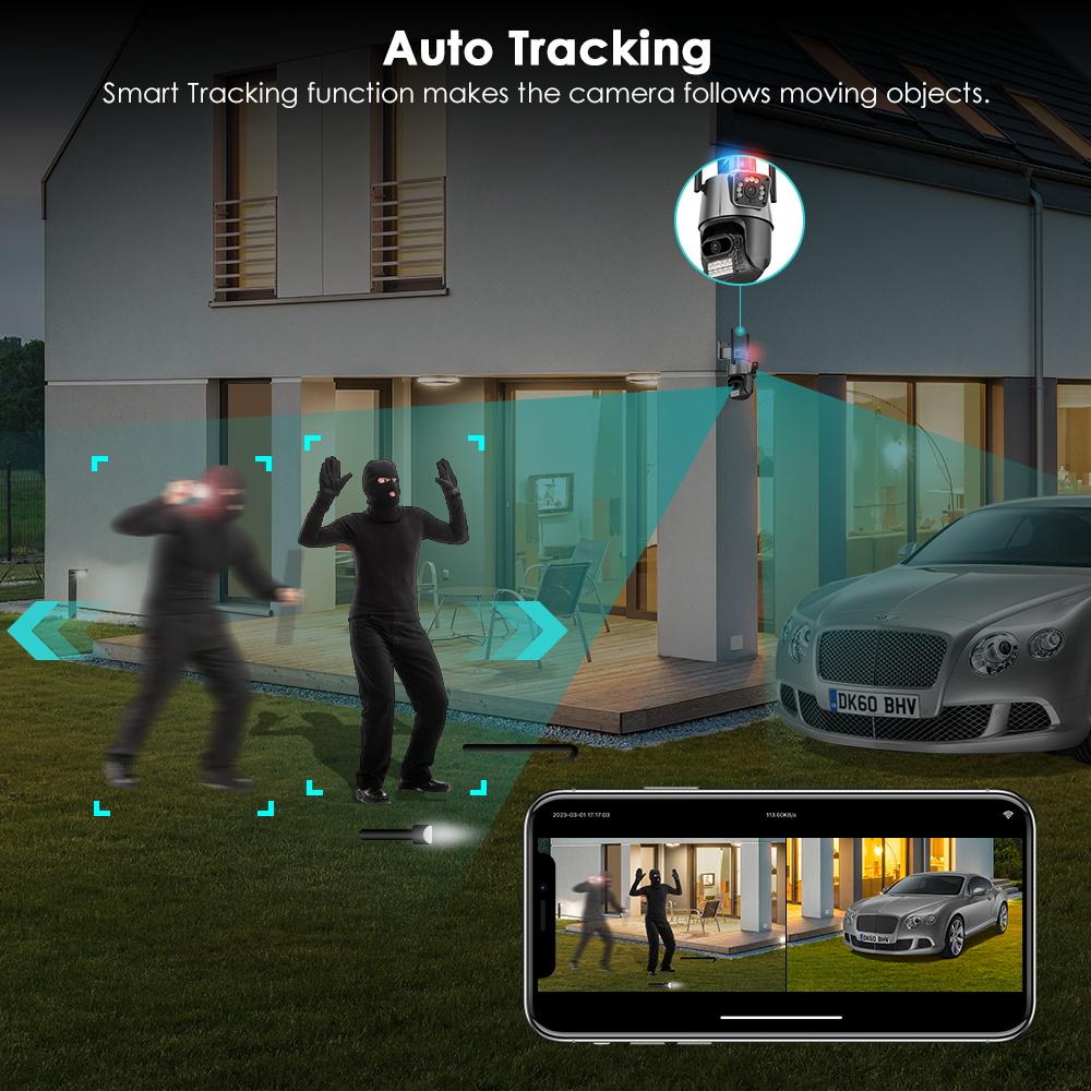 Spoljna kamera sa automatskim pracenjem kretanja i pametnom detekcijom osoba nocu