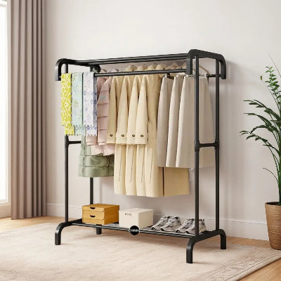 Stalak garderoba za sobu spavaca soba hodnik metalni crni funkcionalan