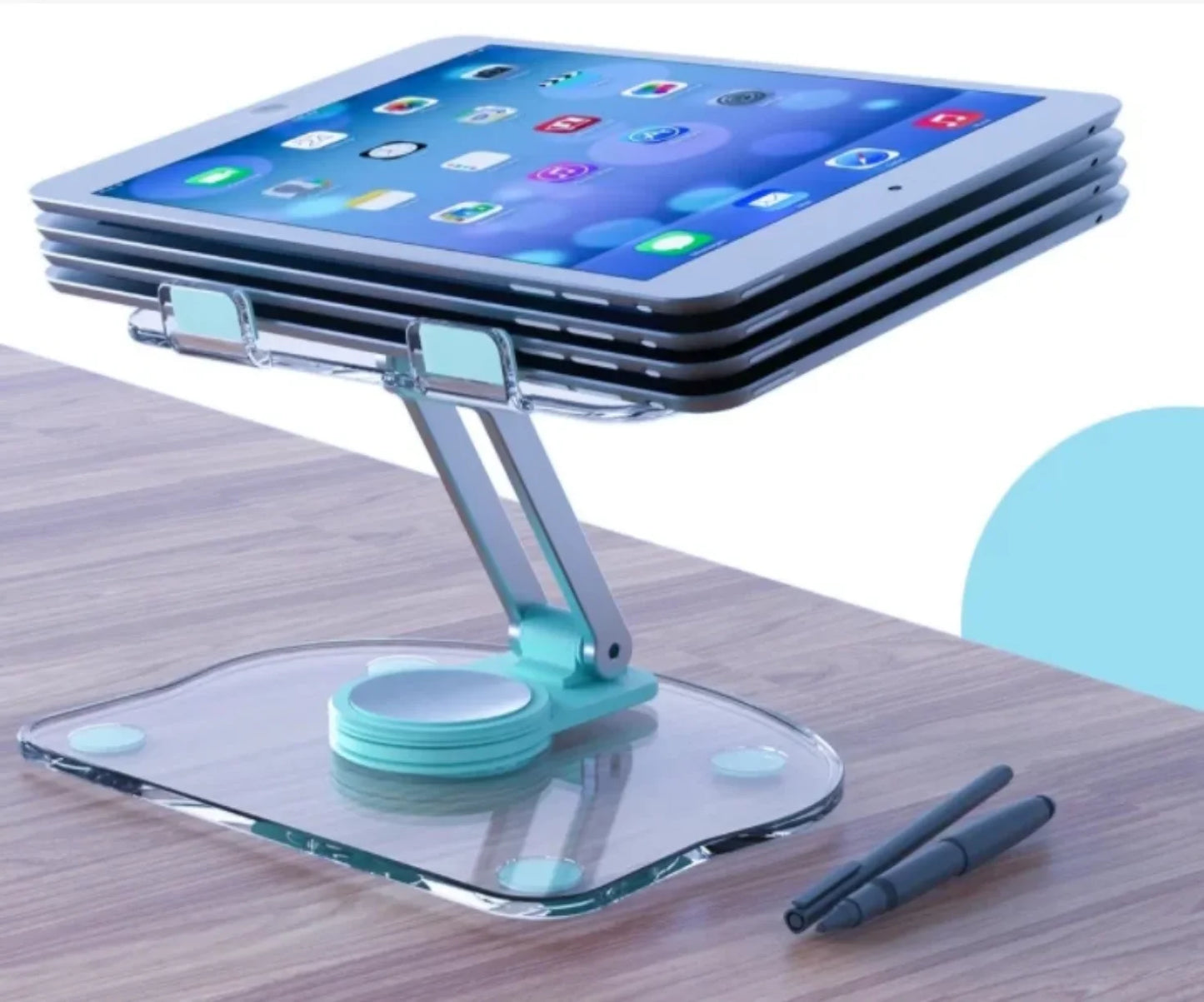 Stalak za tablet koji nosi vise tableta naslaganih jedan na drugi