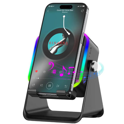 Stalak za telefon sa bluetooth zvucnikom i RGB osvetljenjem na stolu