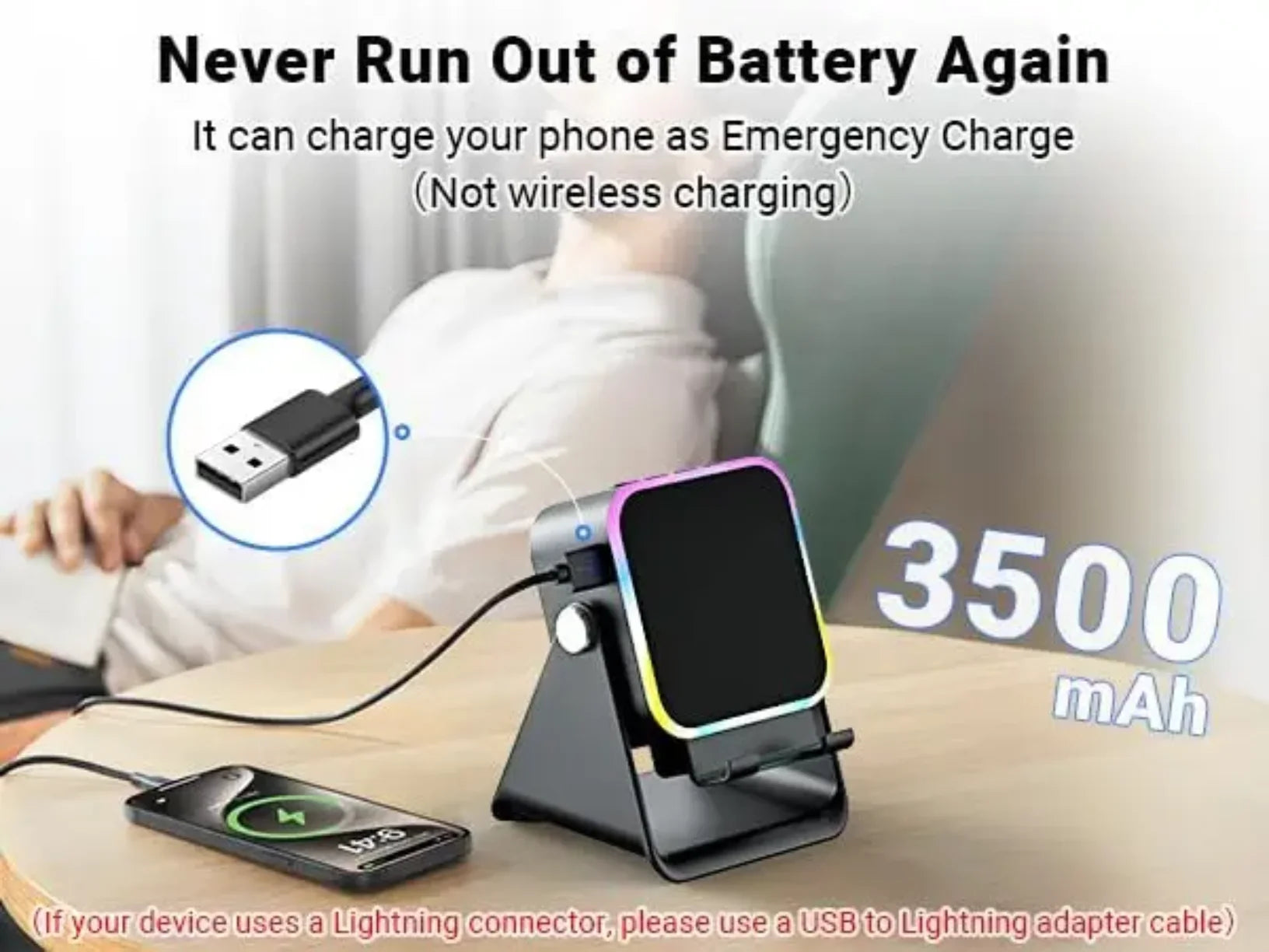 Stalak za telefon sa zvucnikom koji sluzi kao hitni power bank od 3500mAh