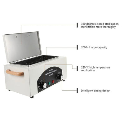 bocni pogled na sterilizator visoke temperature, kompaktan dizajn, praktican za svaki salon, kvalitetna izrada