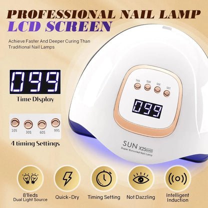 Promotivna slika SUN X25 MAX profesionalne UV LED lampe za nokte sa LCD ekranom i tajmerima