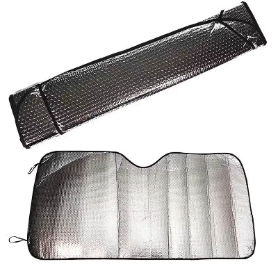 Presavijen suncobran za auto, stedljiv na prostoru, lako skladistenje.