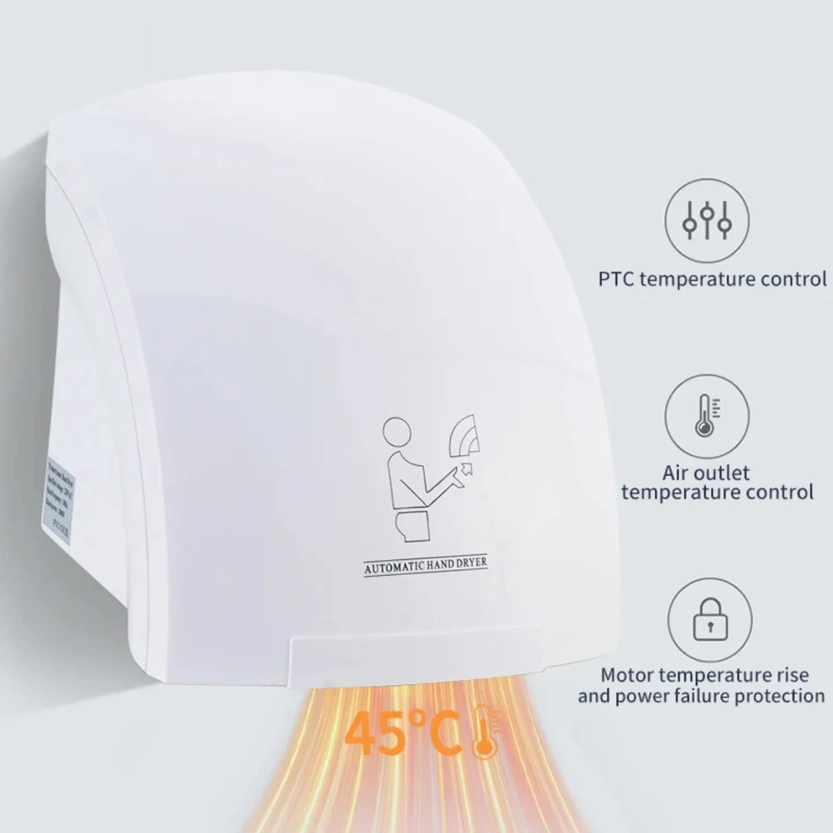 Automatski susac za ruke sa PTC kontrolom temperature 45C