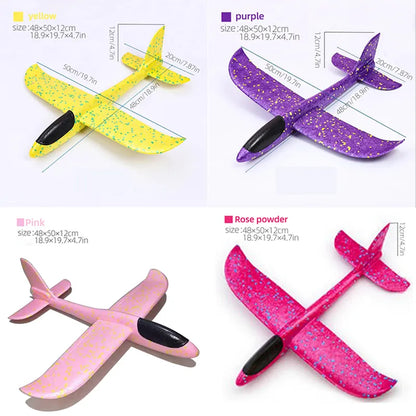 svetleci avion od pene sa led diodama 48cm zuti ljubicasti roze boja