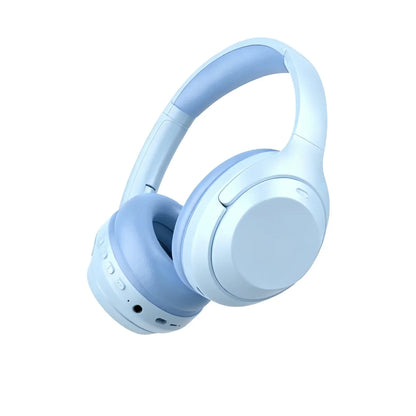 Svetloplave bezicne bluetooth slusalice preko usiju