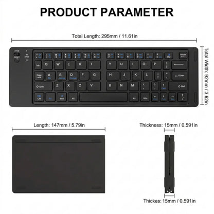Tehnicke dimenzije mini sklopive bluetooth tastature